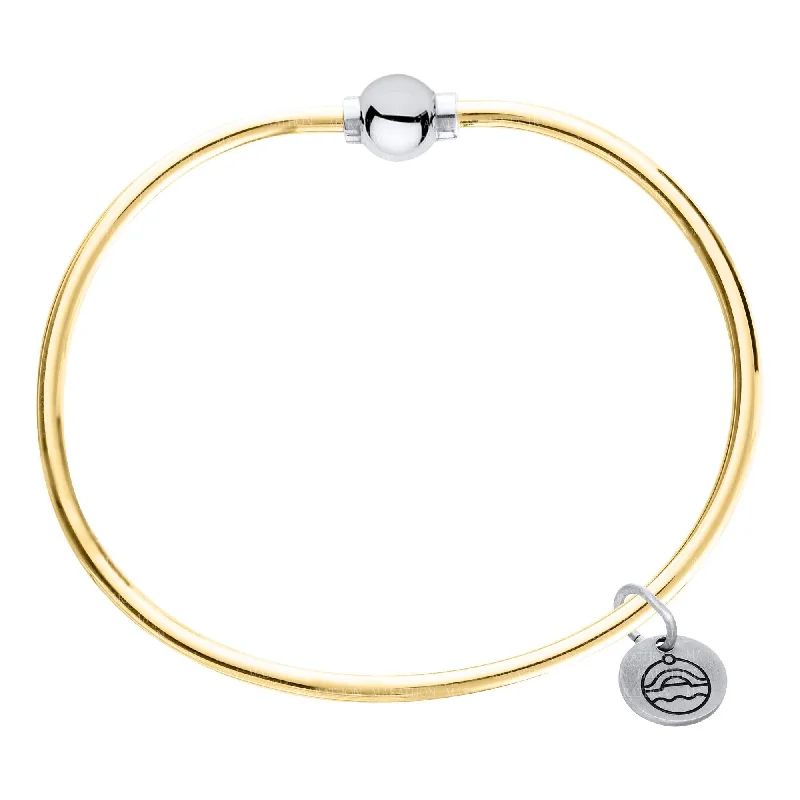 Classic bangles for women -Genuine 14k Gold Filled Cape Cod Bracelet with Polished Sterling Silver Bead