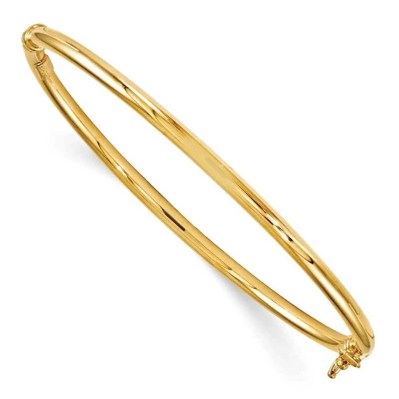 Bangle sets for women -Curata 14k Yellow Gold Safety clasp Polished Hinged Bangle Bracelet