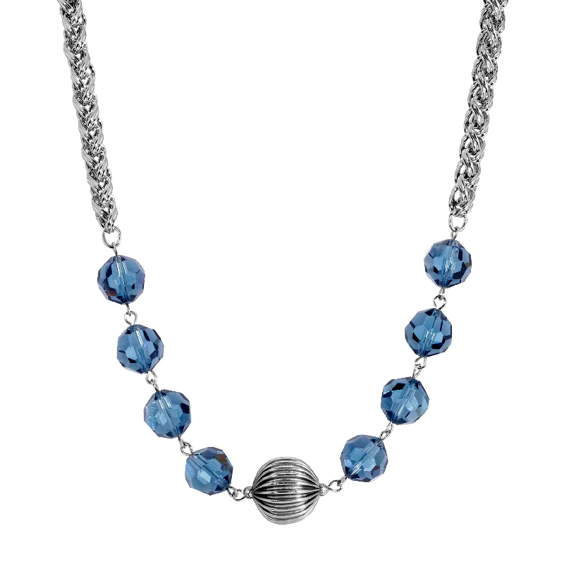 Layered chain necklaces for women -1928 Jewelry Montana Blue Crystal & Bead Necklace 16" + 3" Extension