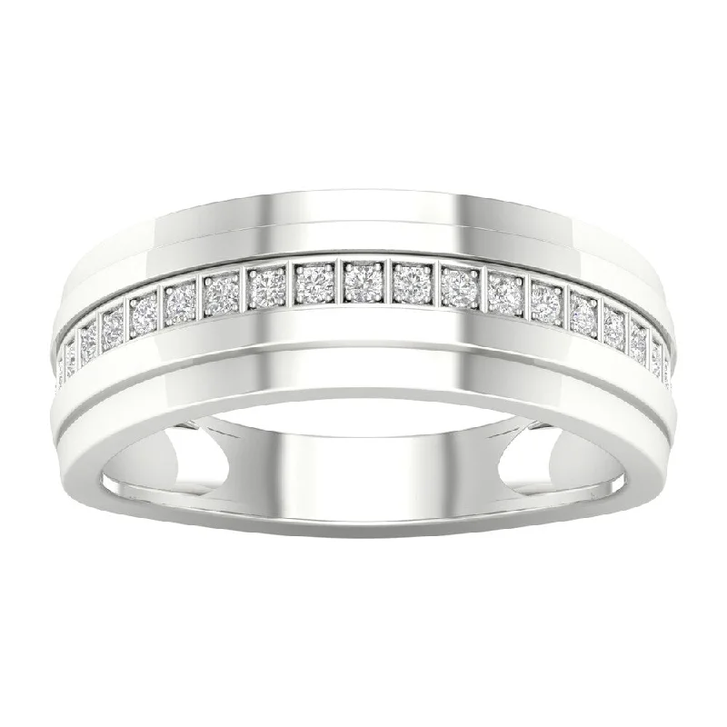 Engagement rings with unique diamond cuts for women -IGI Certified 1/20ct TDW Diamond Men's Wedding Band in 10k Gold by De Couer