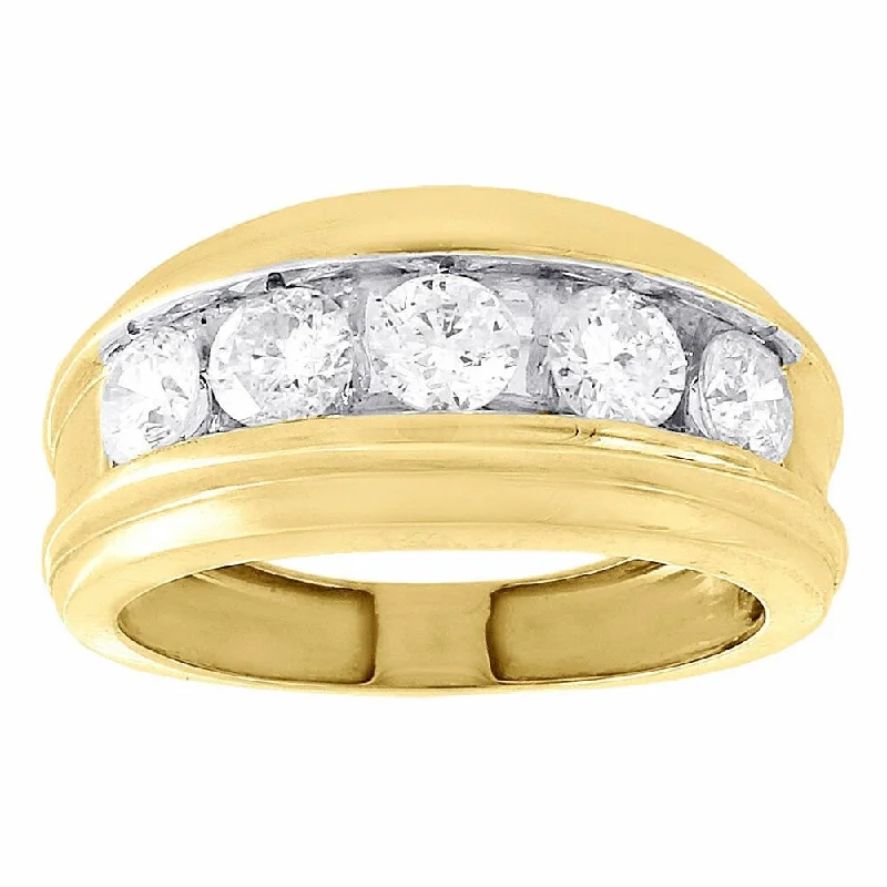 Engagement rings for women with vintage designs -2 Ct Mens Diamond Wedding Ring Yellow Gold