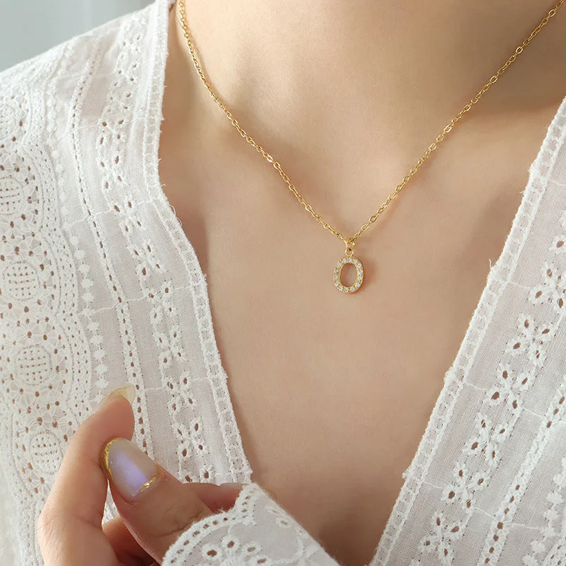 P1344-O Letter Gold Necklace 40 5cm