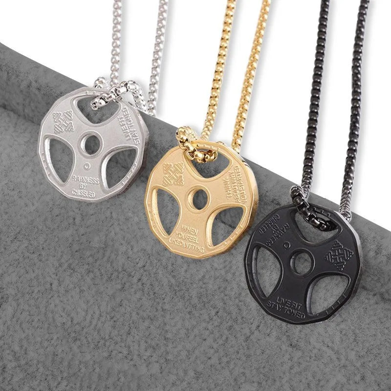 Chunky statement necklaces for women -Hip-Hop Retro Dumbbell Piece Round 304 Stainless Steel Plating Men'S Pendant Necklace