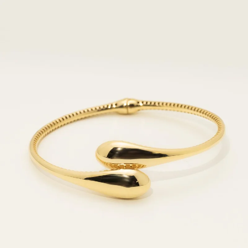 Vintage bangles for women -Bypass Teardrop Bangle Bracelet in 14kt Yellow Gold