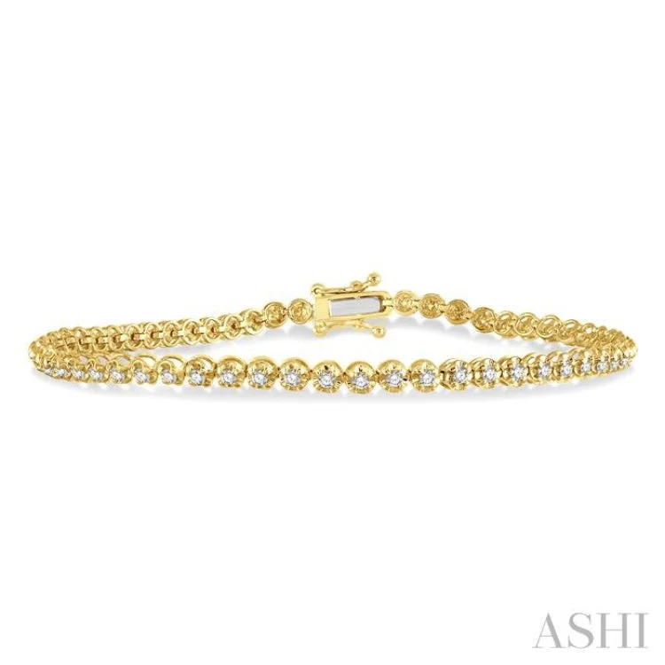 Colorful bracelets for women -1 Ctw Round Cut Diamond Illusion Bracelet in 10K Yellow Gold