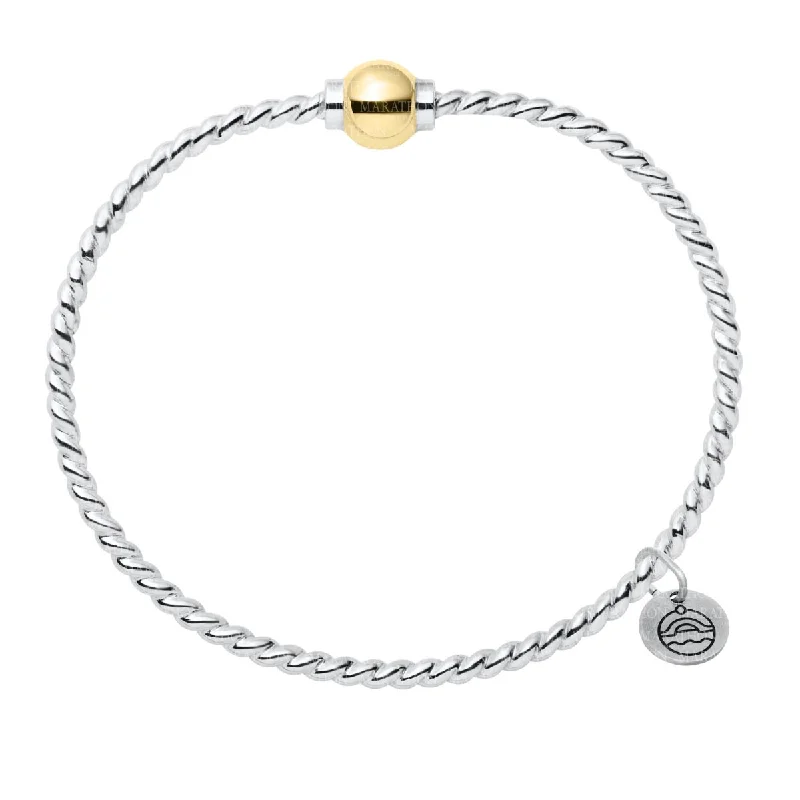 Custom engraved bracelets for women -Cape Cod Twist Bangle Bracelet in Sterling Silver and 14kt Yellow Gold (6 1/2 inches)