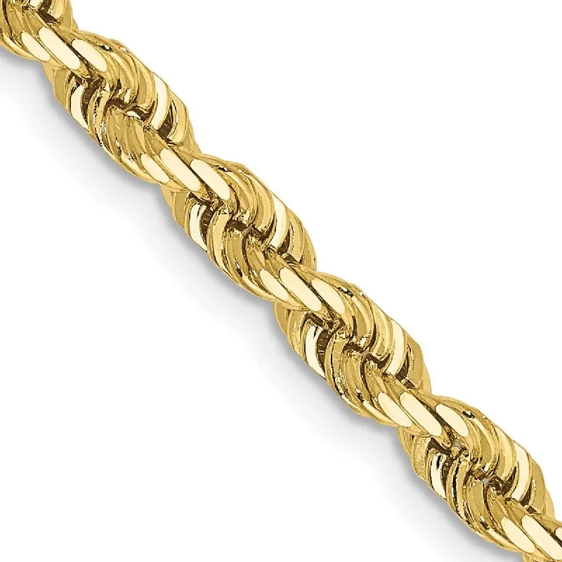 Designer bangles for women -Curata 10k Yellow Gold Solid 4mm Sparkle Cut Quadruple Rope Chain Bracelet