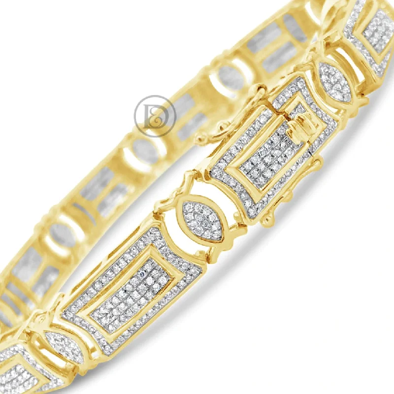 Vintage bracelets for women -10K Solid Yellow Gold 1.60CT tw Round Cut Custom Diamond Bracelet