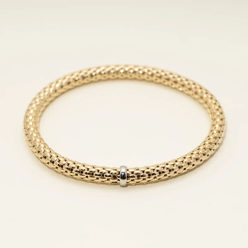 Fashion bracelets for women -Italian Woven Stretch Bracelet in 14kt Yellow Gold