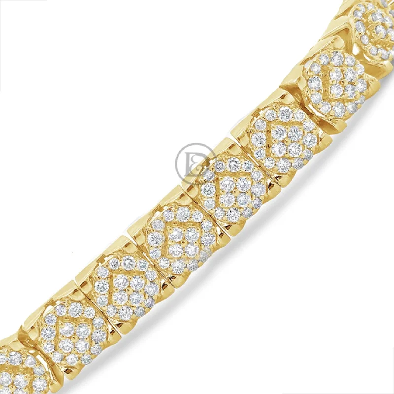 Simple bangles for women -10K Solid Yellow Gold 8.05CT tw Round Cut Custom Diamond Bracelet