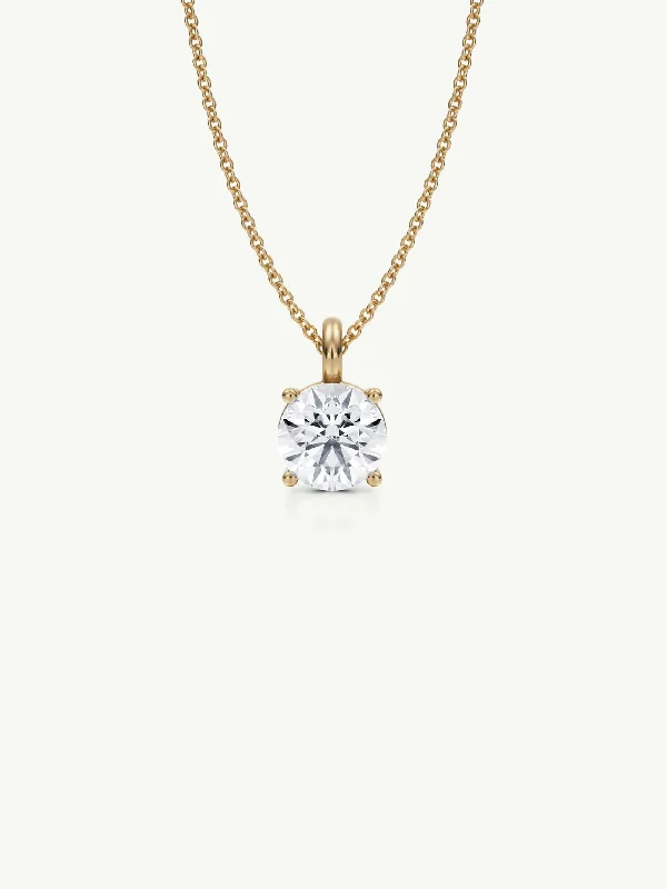 Geometric necklaces for women -Eternal by Marei Solitaire Diamond Pendant Necklace In 18K Yellow Gold, 0.70 Carat