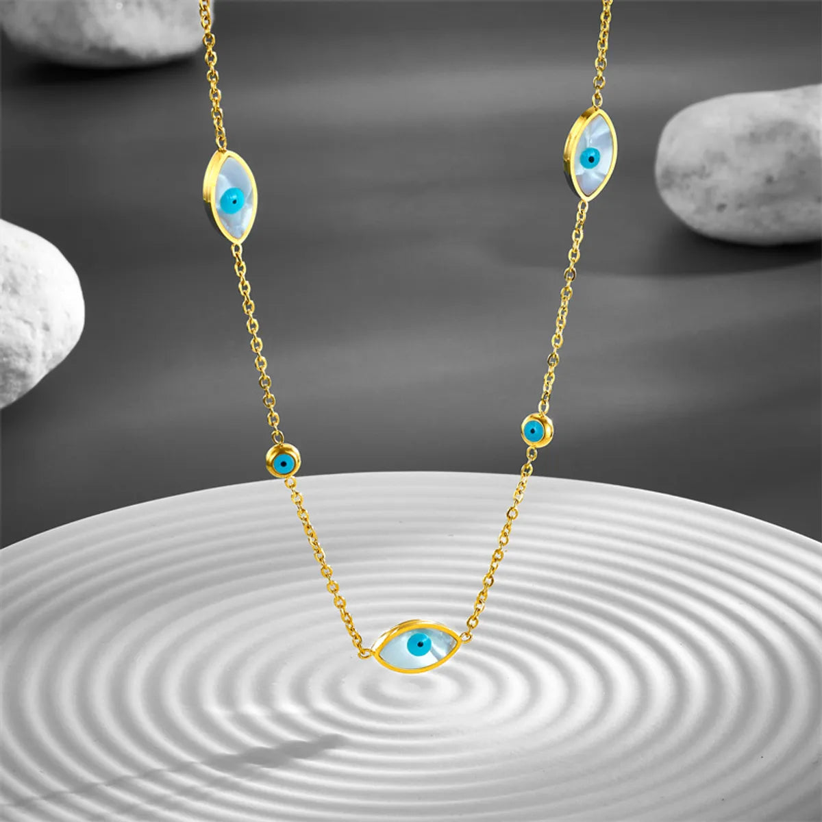 Boho necklaces for women -Elegant Eye Titanium Steel Plating 18k Gold Plated Necklace