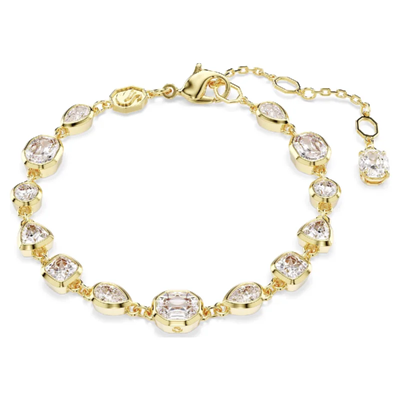 Boho bracelets for women -Swarovski Imber Crystal Bezel Tennis Bracelet in Yellow Tone Plate