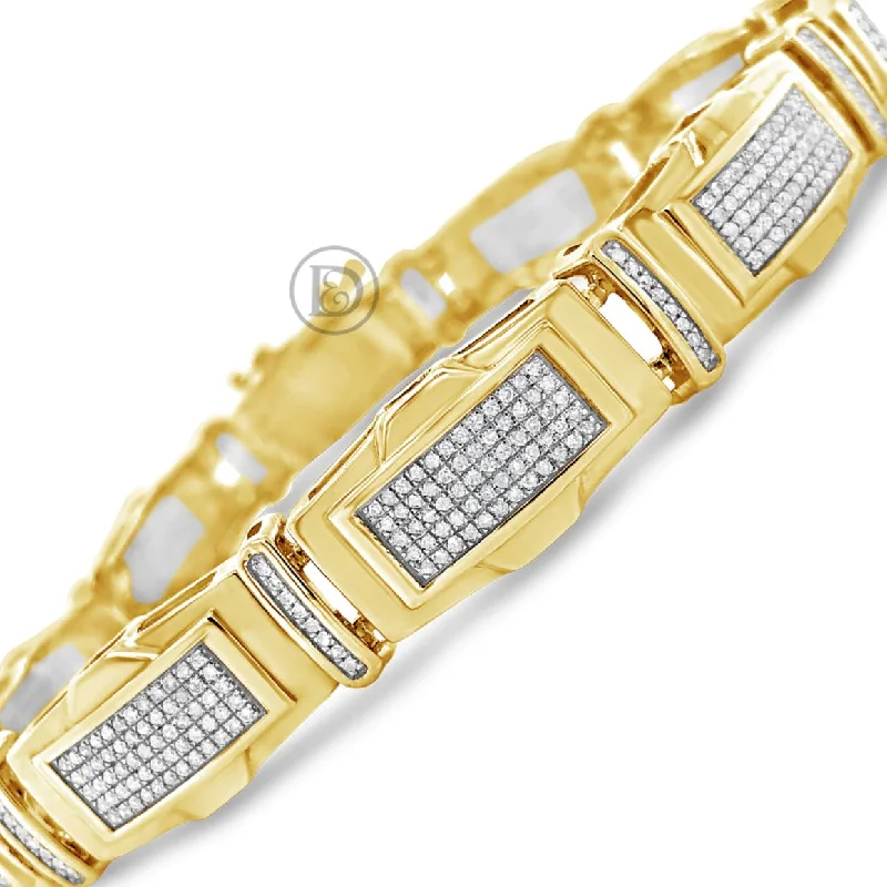 Gemstone bracelets for women -10K Solid Yellow Gold 1.52CT tw Round Cut Custom Diamond Bracelet