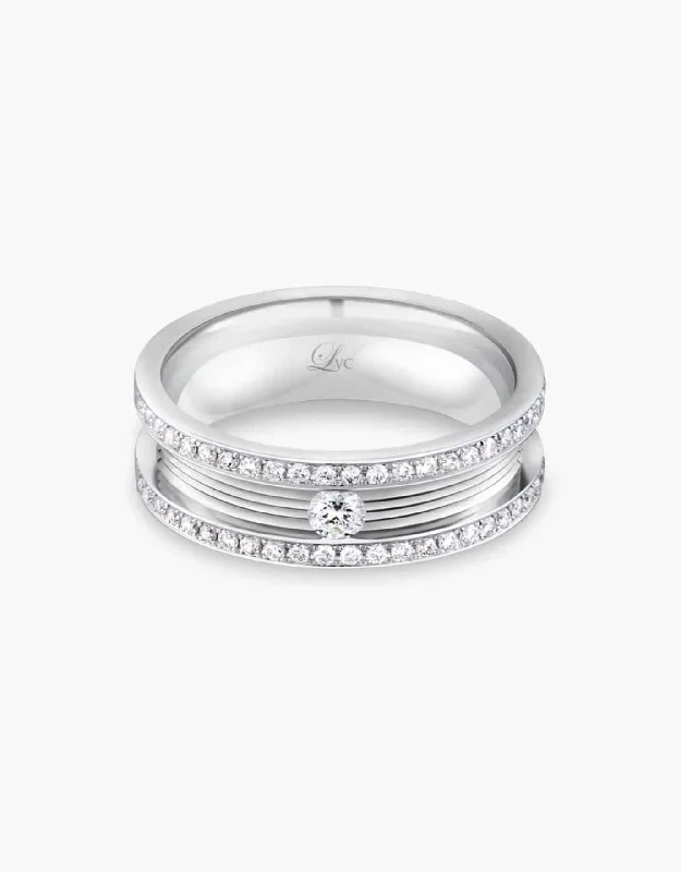 Large diamond engagement rings for women -LVC Promise Eternity Wedding Band with a Center Solitaire Diamond