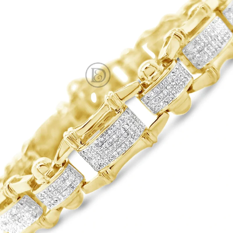 Leather bracelets for women -10K Solid Yellow Gold 1.72CT tw Round Cut Custom Diamond Bracelet