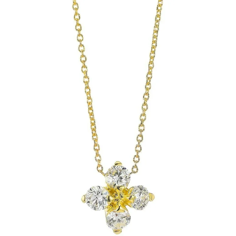 Luxury sapphire necklaces for women -Roberto Coin 18K Yellow Gold Love in Verona Flower Necklace