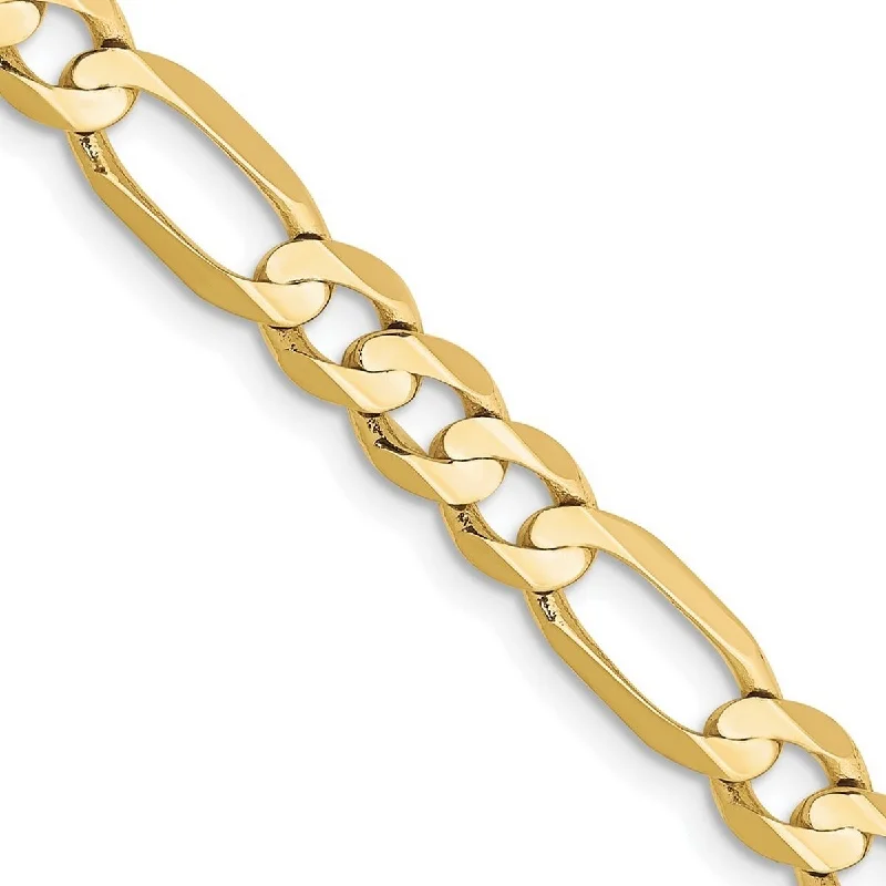 Custom-designed bracelets for women -Curata 5.25mm 10k Yellow Gold Light Figaro Chain Bracelet - 9 Inch