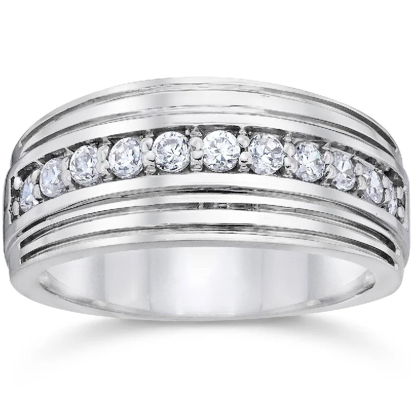 Engraved engagement rings for women -1/2Ct Diamond Men's Wedding Ring White, Yellow, Rose Gold or Platinum Lab Grown