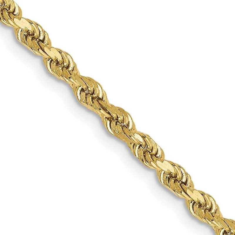 Modern charm bracelets for women -Curata 10k Yellow Gold 8" Solid 2.75mm Sparkle Cut Rope Chain Bracelet