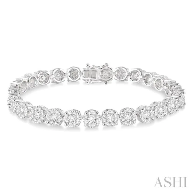 Crystal bangles for women -7 Ctw Round Cut Diamond Lovebright Bracelet in 14K White Gold