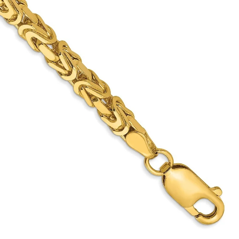 Custom-designed bracelets for women -Curata 14k Yellow Gold Solid Polished 3.25mm Byzantine Chain Bracelet Lobster Claw