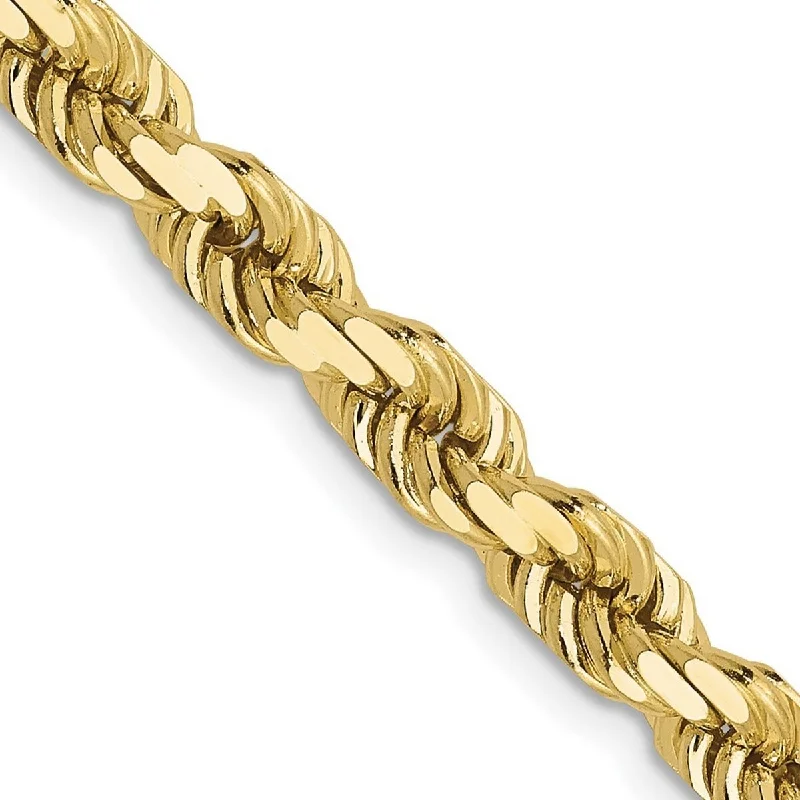 Unique charm bracelets for women -Curata 10k Yellow Gold 8" 5mm Sparkle Cut Rope Chain Bracelet 8 Inch