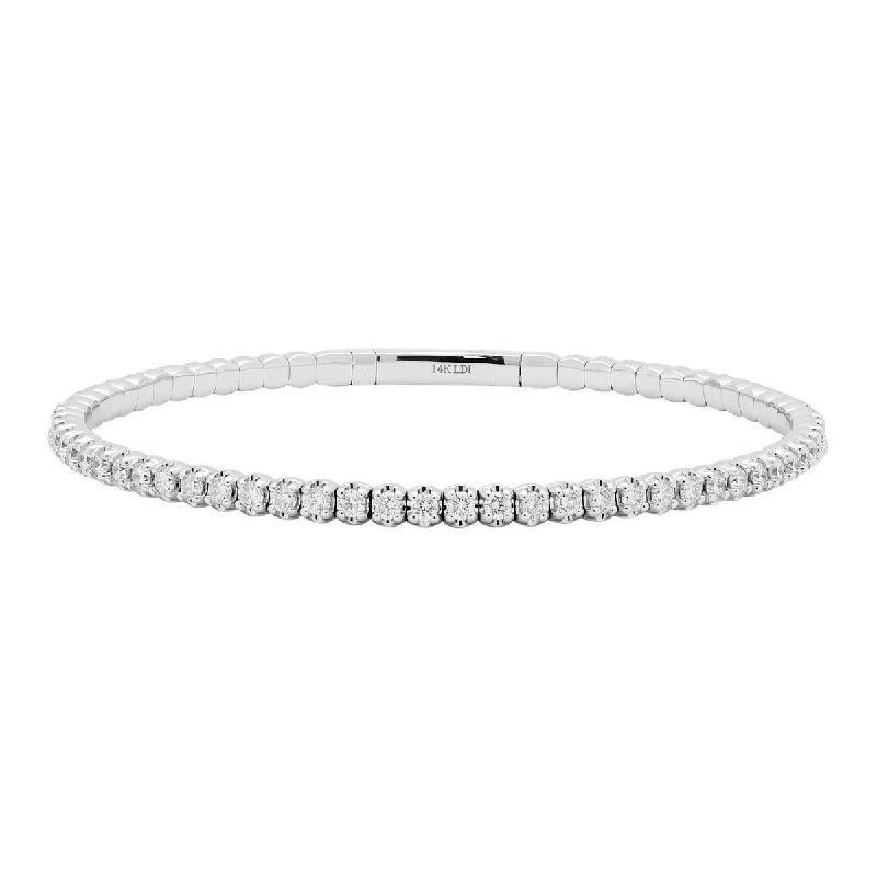 Trendy bracelets for women -Diamond Flexible Bracelet in 14kt White Gold (2ct tw)