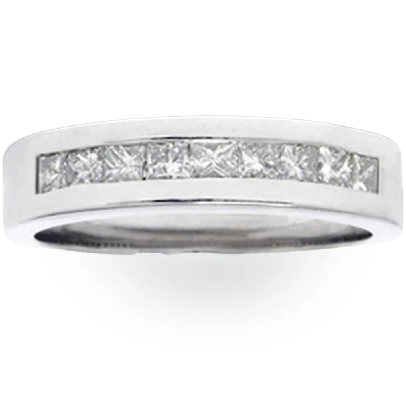 Affordable engagement rings for women -1ct Princess Cut Diamond Wedding Mens White Gold Ring