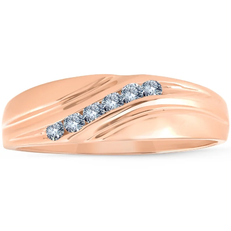 Women's engagement rings online shop -14k Rose Gold 1/4 Ct Diamond Wedding Ring Mens Band