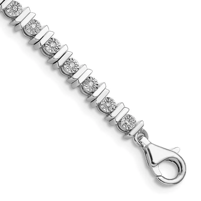 Stackable bangles for women -Curata 925 Sterling Silver Polished Lobster Claw Closure Diamond Tennis Bracelet