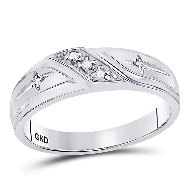 Two-tone engagement rings for women -10k White Gold Round Diamond Mens Cross Wedding Anniversary Band Ring ( 1/20 Cttw ,I2-I3 Clarity ,J-K Color)