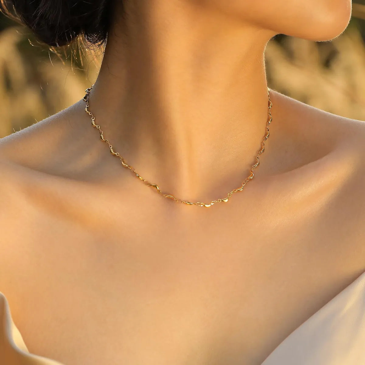 Simple gold necklaces for women -Stainless Steel 18K Gold Plated Simple Style Geometric Necklace