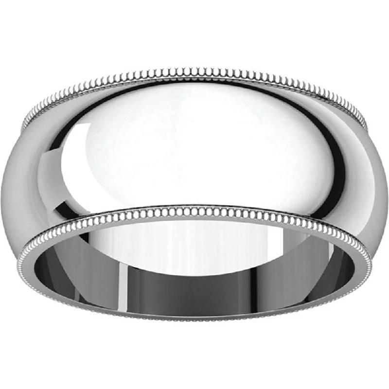 High-end engagement rings for women -Pompeii3 Platinum 10mm Wide Mens High Polished Milgrain Wedding Band