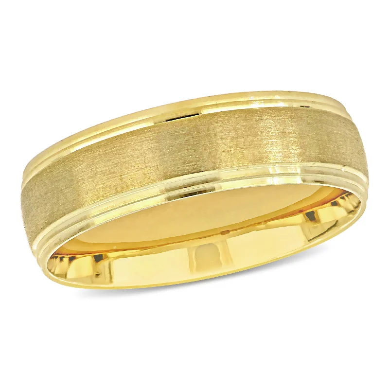 Custom round cut engagement rings for women -Miadora 6 mm Mens Wedding Band in 10k Yellow Gold