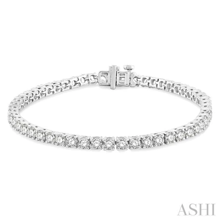 Designer bangles for women -6 Ctw Round Cut Diamond Tennis Bracelet in 14K White Gold