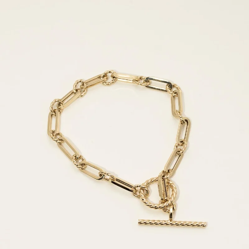 Luxury silver bracelets for women -Toggle Link Bracelet in 14kt Yellow Gold