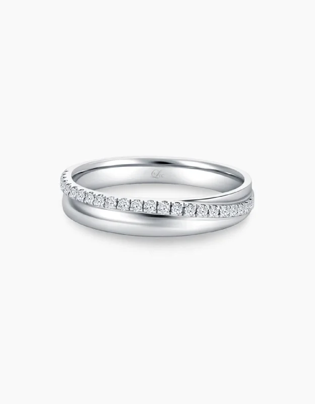 Gold engagement rings for women -LVC Purete Eternity Wedding Band with Diamonds in Platinum