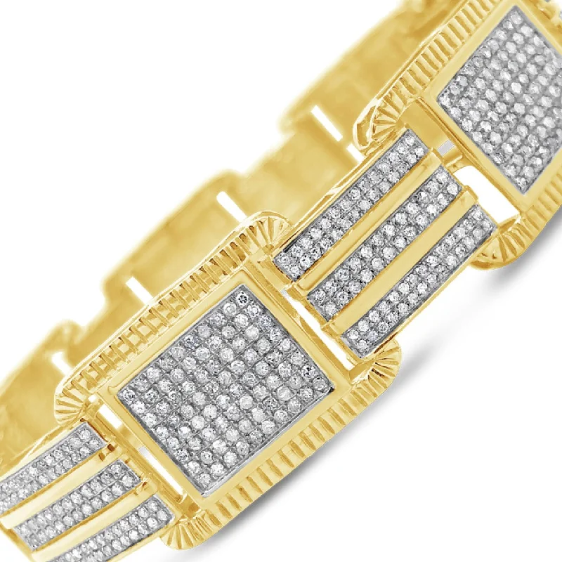 Friendship bracelets for women -10K Solid Yellow Gold 3.80CT tw Round Cut Custom Diamond Bracelet