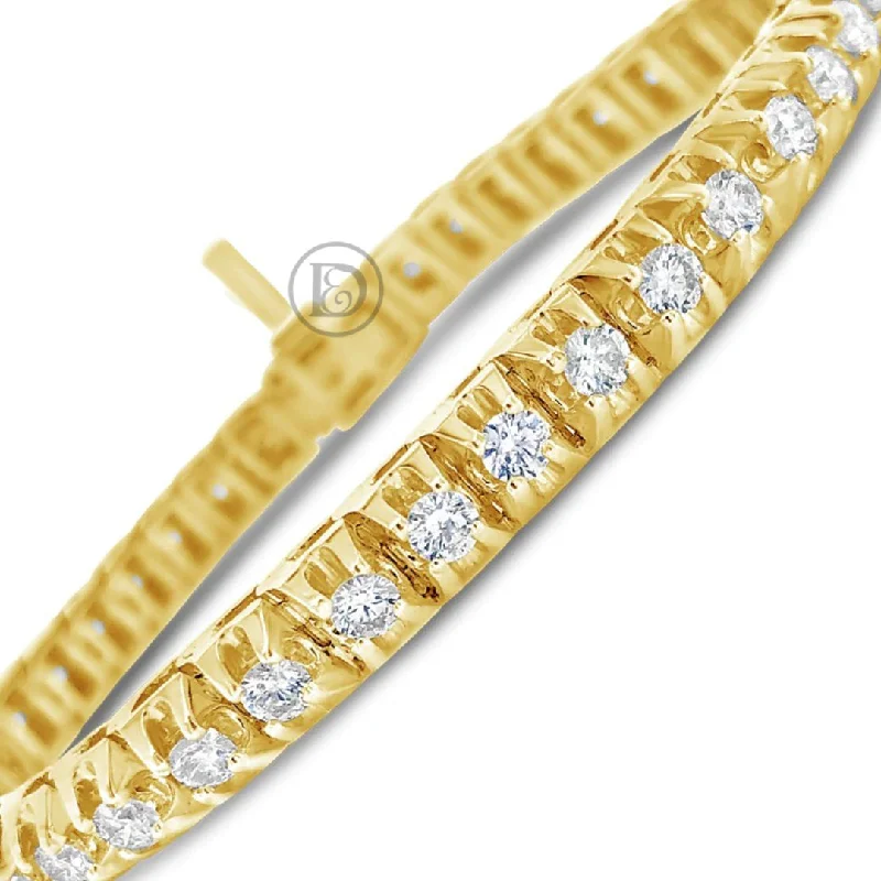 Vintage bangles for women -10K Solid Yellow Gold 4.93 CTW Round Cut Diamond Tennis Bracelet