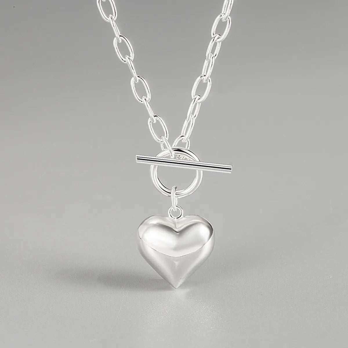 Silver necklaces for women -Korea Retro 925 Sterling Silver Heart Necklace Female Ot Buckle Necklace Wholesale