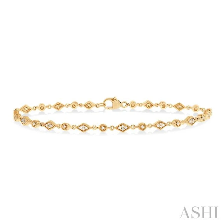 Unique bracelets for women -1/4 ctw Art Deco Kite Round Cut Diamond Fashion Tennis Bracelet in 10K Yellow Gold