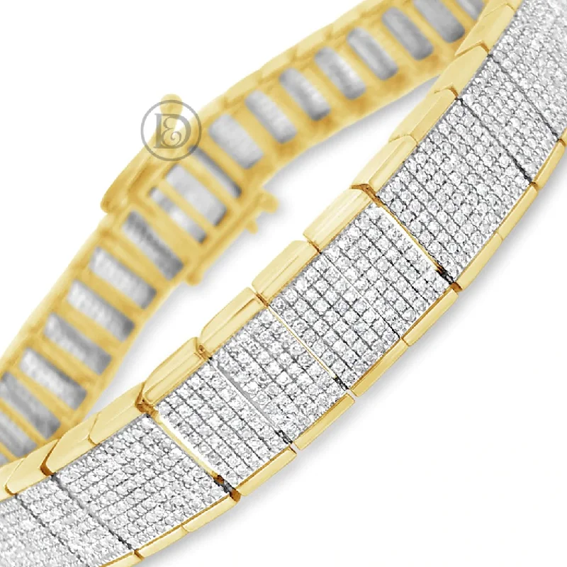 Rose gold bracelets for women -10K Solid Yellow Gold 4.05CT tw Round Cut Custom Diamond Bracelet