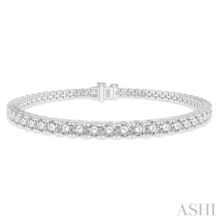 Adjustable bangles for women -5 Ctw Round Cut Diamond Tennis Bracelet in 14K White Gold